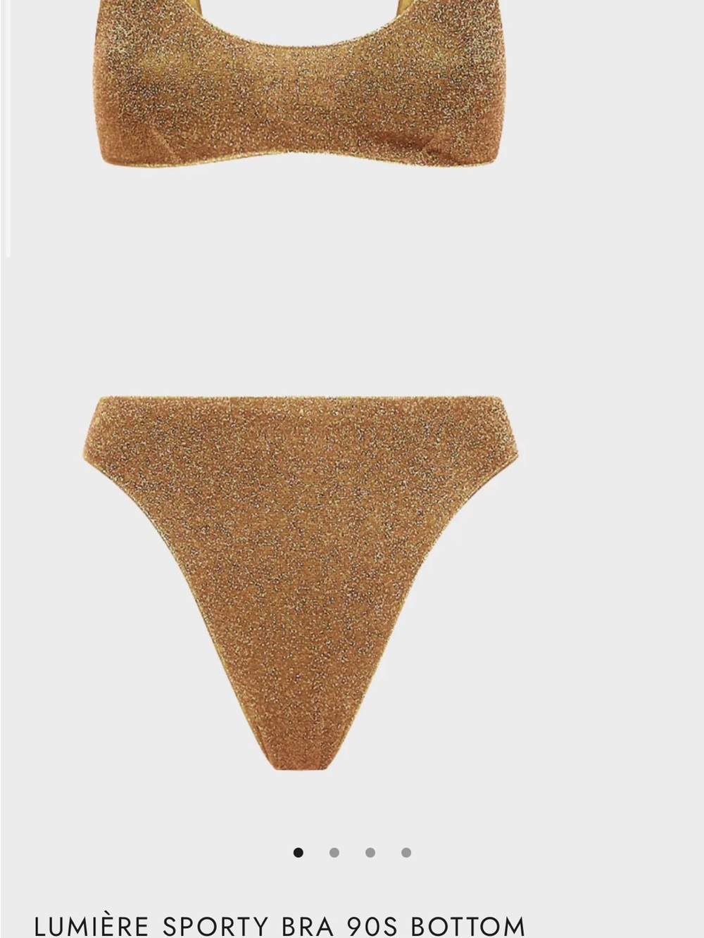 Oseree Lumière Sporty Bra & 90s Bottom Bikini in Shimmering Gold